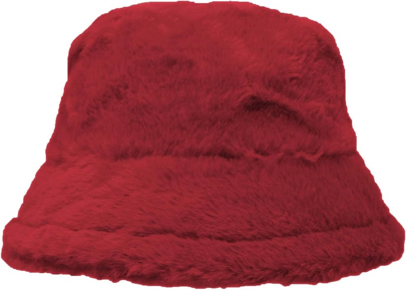 Glory Max Winter Fluffy Plush Bucket Hat Cozy Faux Fur Wide Brim Adjustable Size for Women - Image 2